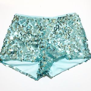 Blue sparkle Sequined Shorts